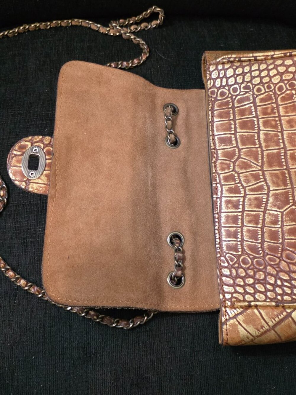 Patricia Nash Lorenza Metallic Gold Tan Brown Leather Bag - Picture 6 of 8